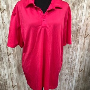 Port Authority Red Oversized Boxy Polo‎ T-Shirt